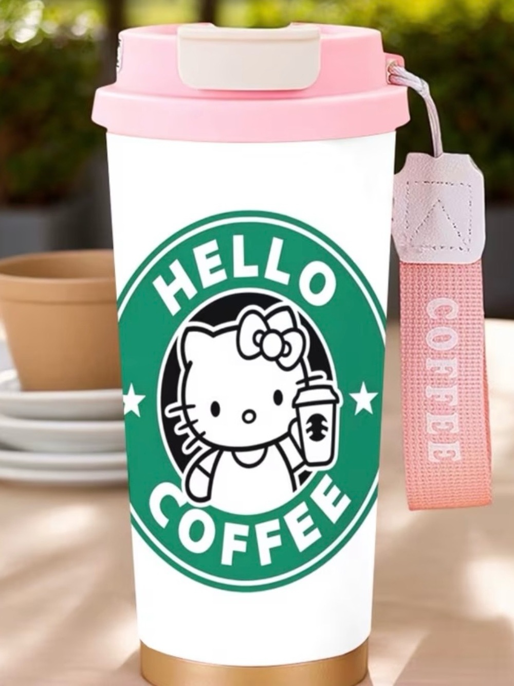 HELLO KITTY! Pink 18oz Tumbler w/Wrist Strap